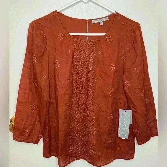 Daniel Rainn Tops - Daniel Rainn Blouse Women Medium Terracotta Rayon Lined through body, 3/4 Sleeve